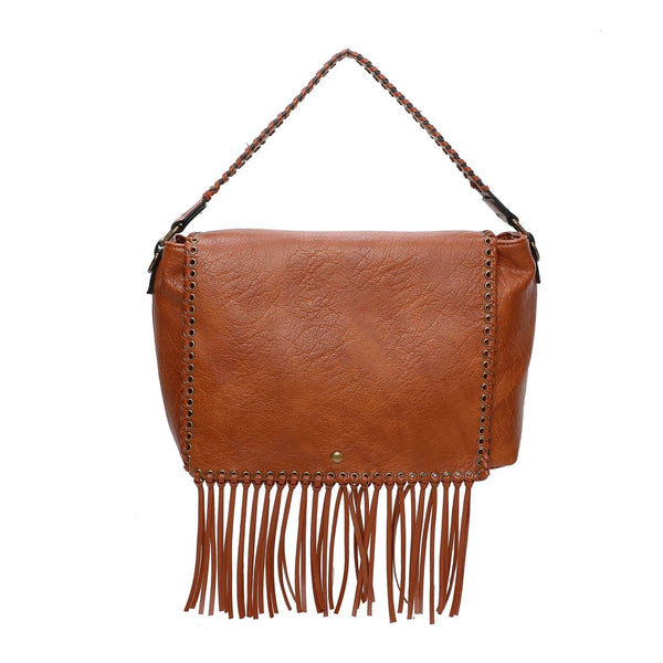 Lacey - Fringe Messenger Bag (Cognac)