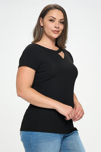 Maria - Black Unbalanced Tee