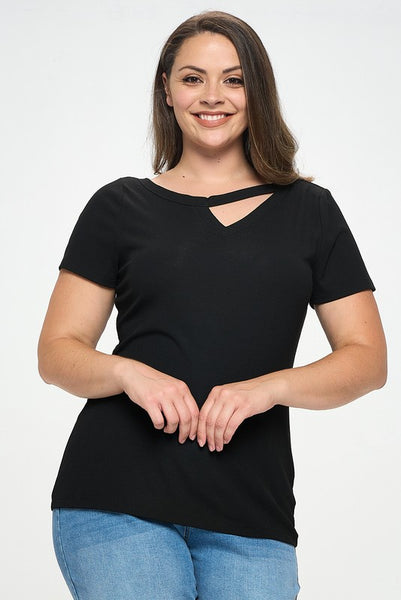 Maria - Black Unbalanced Tee