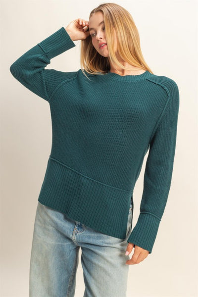 Emily - Side Slit Sweater (Green)