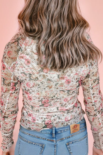 Nora - Floral Mesh Top