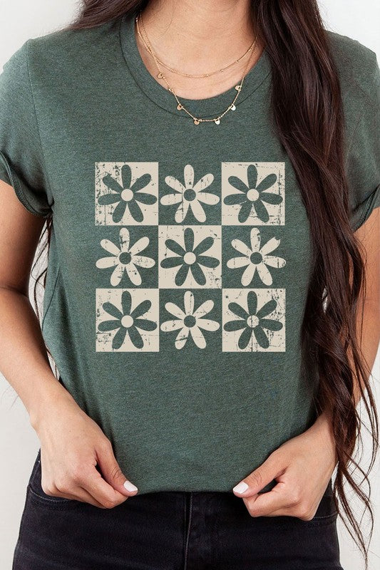Floral Check Graphic Tee