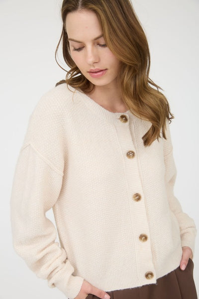 Claire - Button Down Cardigan (Ivory)