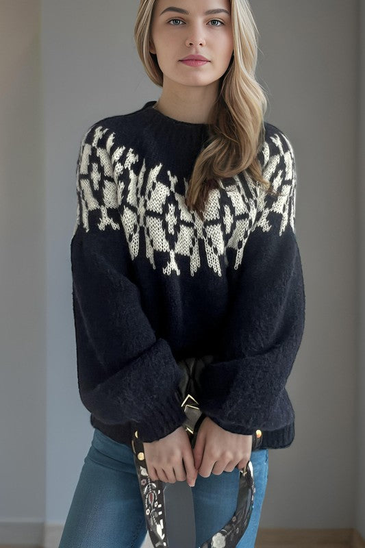 Anna - Navy Nordic Sweater