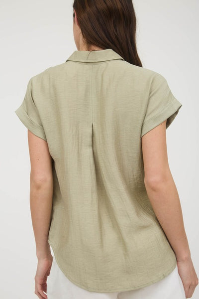 Blake - Linen Button Down (Light Olive