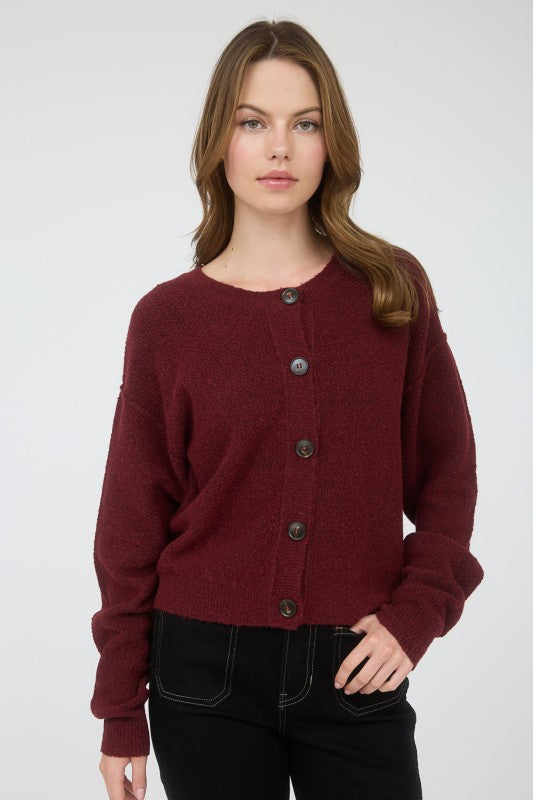 Claire - Button Down Cardigan (Red)