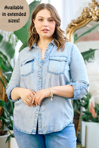 Daphne - Chambray Button Up (Light Wash)