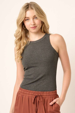 Becky - Ribbed Tank (Charcoal)