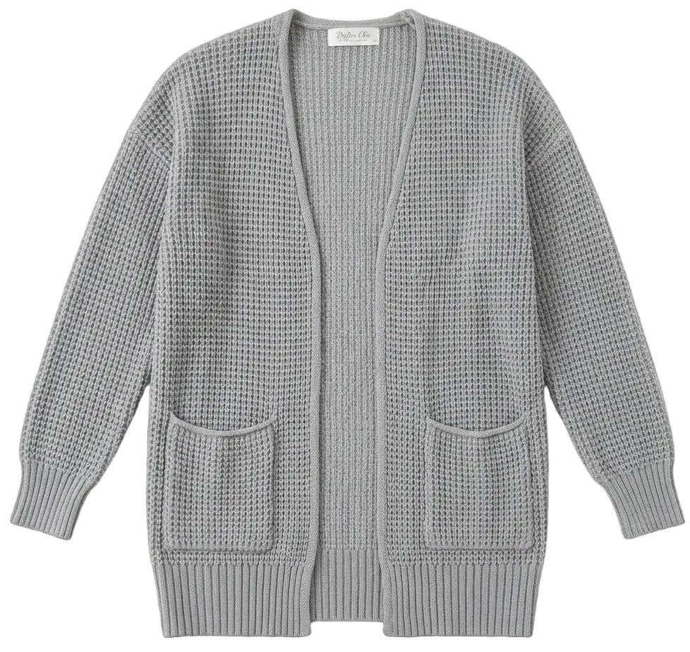 Low Gauge Waffle Open Cardigan Sweater
