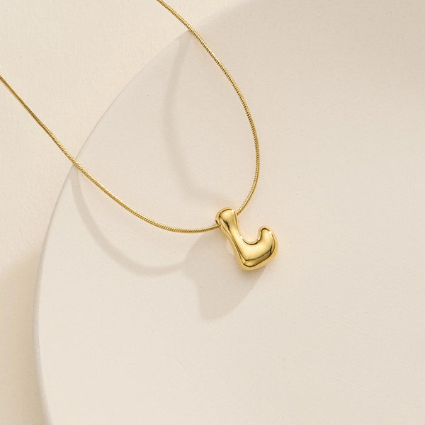 Gold Bubble Initial Necklace