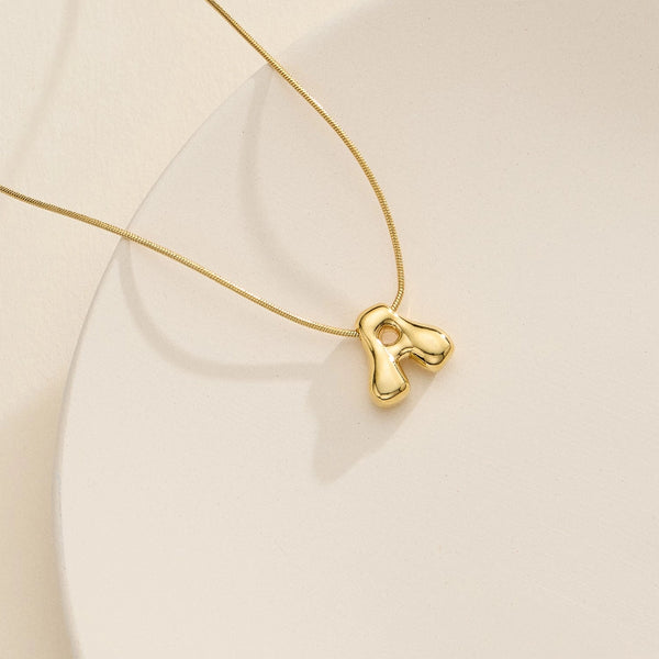 Gold Bubble Initial Necklace
