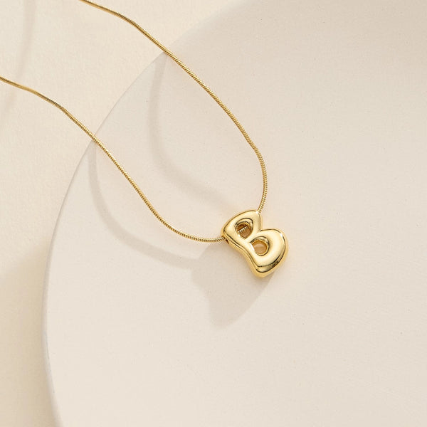 Gold Bubble Initial Necklace