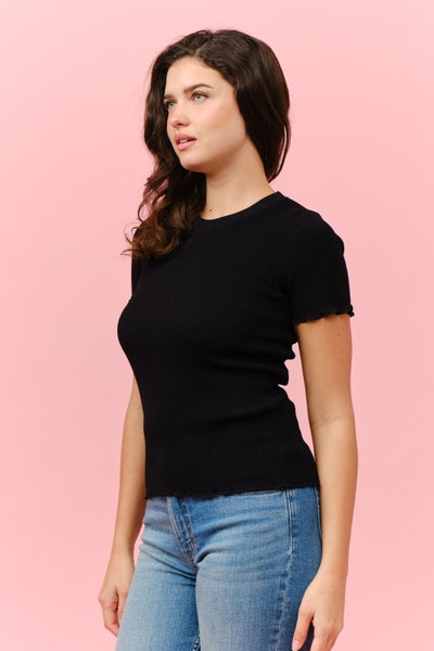 Kali - Black Ribbed Top