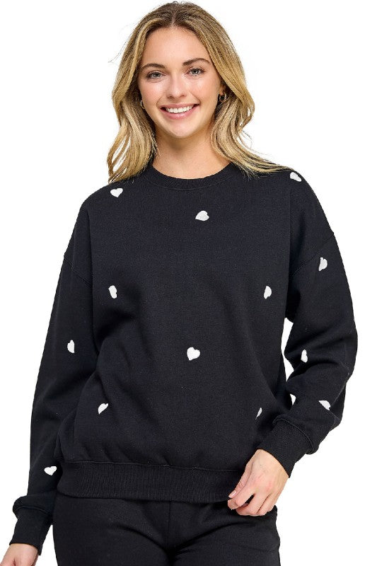 Caitlin - Embroidered Heart Sweatshirt