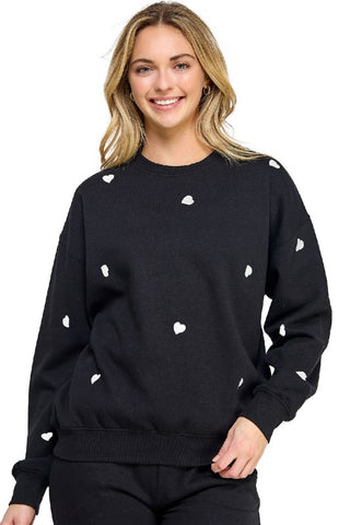Caitlin - Embroidered Heart Sweatshirt