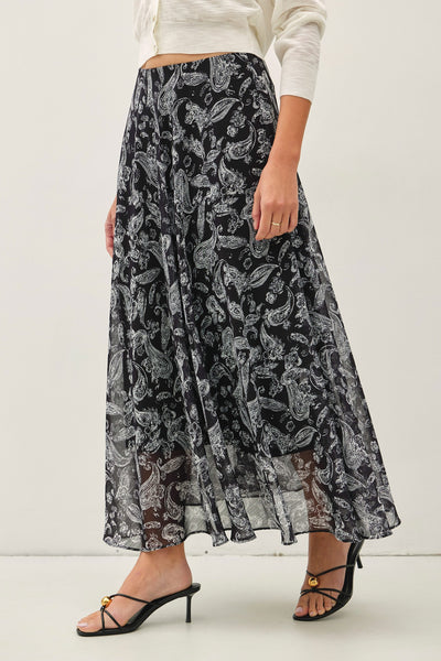 Laurie - Black Paisley Skirt
