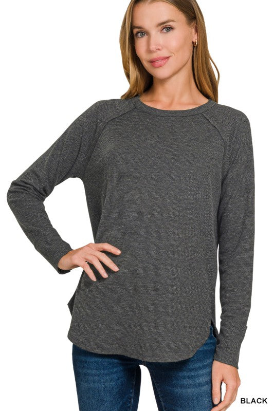 Madi - Black Waffle Top