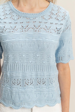 Stella - Pointelle Top (Blue)