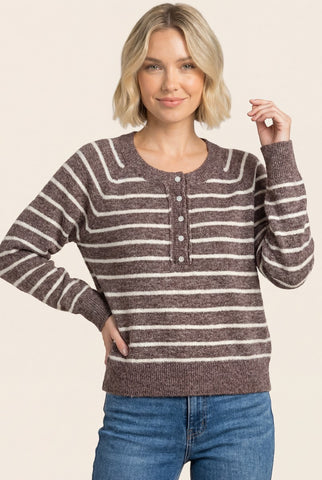 Sadie - Half Button Sweater (brown)