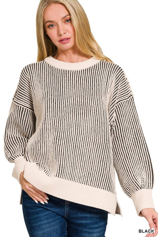 Meghan - Two Toned Striped Sweater