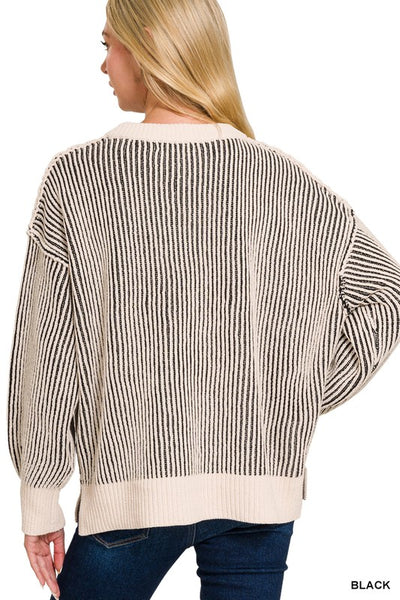Meghan - Two Toned Striped Sweater
