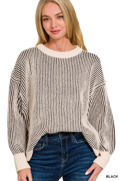 Meghan - Two Toned Striped Sweater