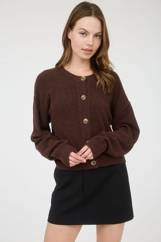 Claire - Button Down Cardigan (Brown)