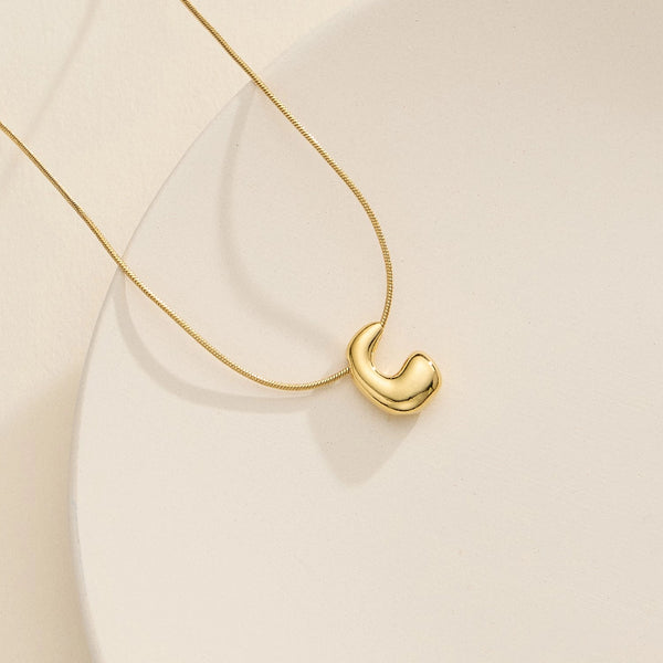 Gold Bubble Initial Necklace