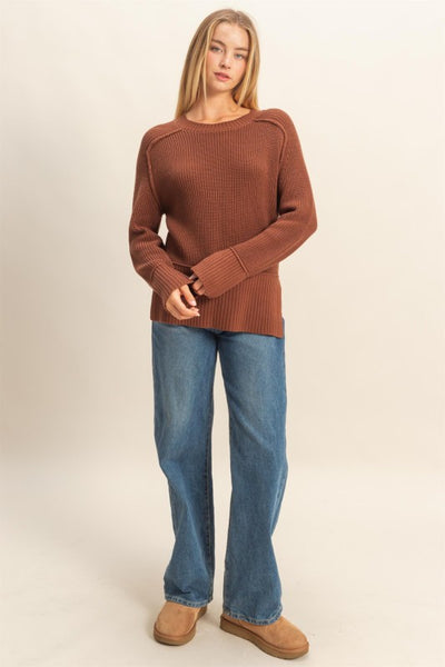 Emily - Side Slit Sweater (Chesnut)
