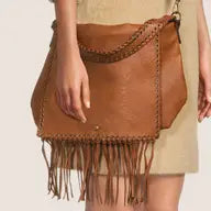 Lacey - Fringe Messenger Bag (Cognac)