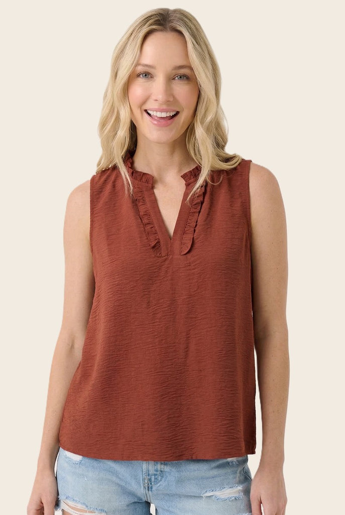Tessa - Copper Ruffle Tank