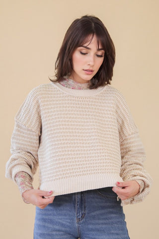 Hailey - Two Tone Sweater (Cream)