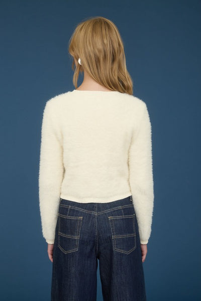 Quinn - Fuzzy Cardigan (Cream)