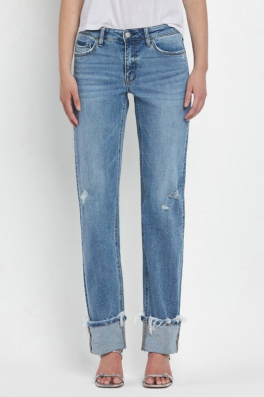 Evermore - Mid Rise Cuffed Denim