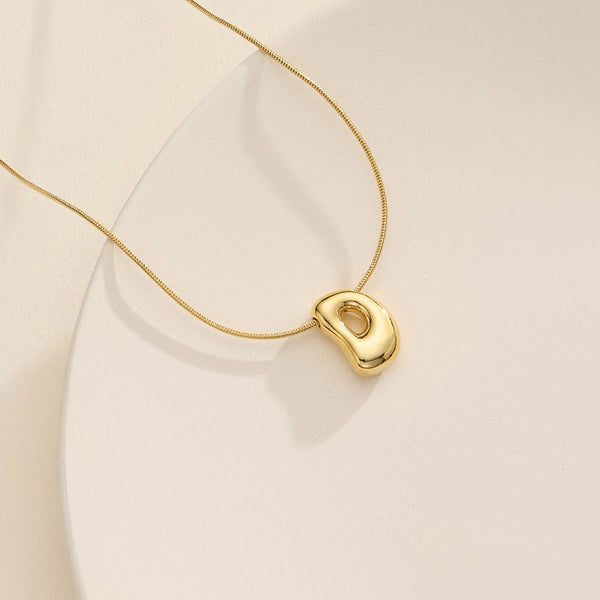 Gold Bubble Initial Necklace