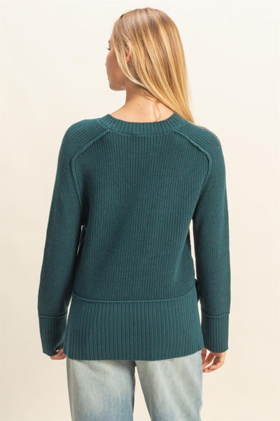 Emily - Side Slit Sweater (Green)