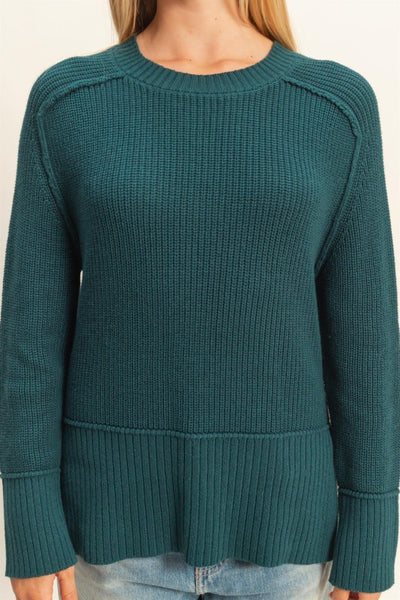 Emily - Side Slit Sweater (Green)