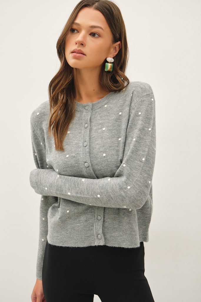Harper - Dot Cardigan (Gray)