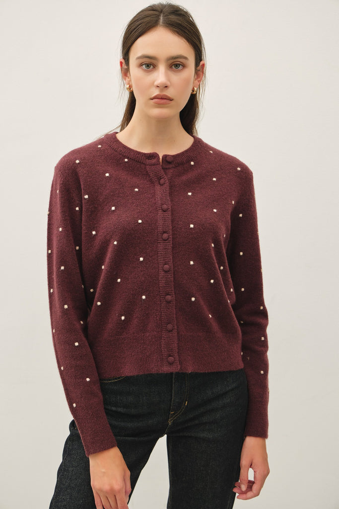 Harper - Dot Cardigan (Raisin)
