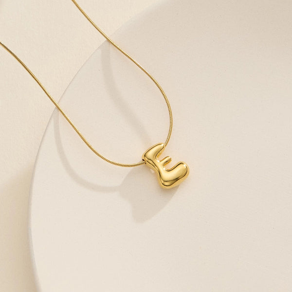 Gold Bubble Initial Necklace