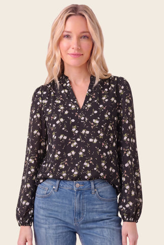 Emma - Floral Split Neck Top