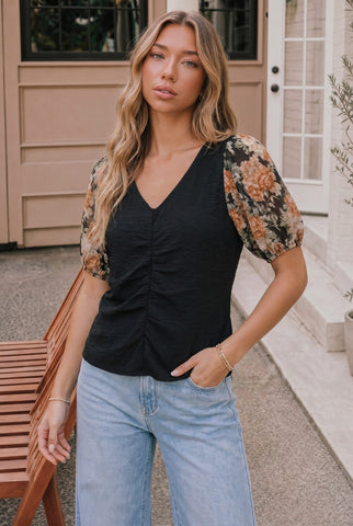 Ashley - Floral Puff Sleeve Top