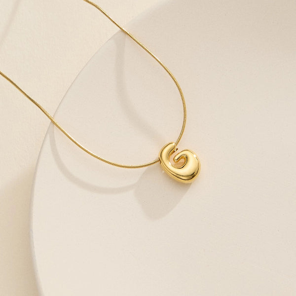 Gold Bubble Initial Necklace