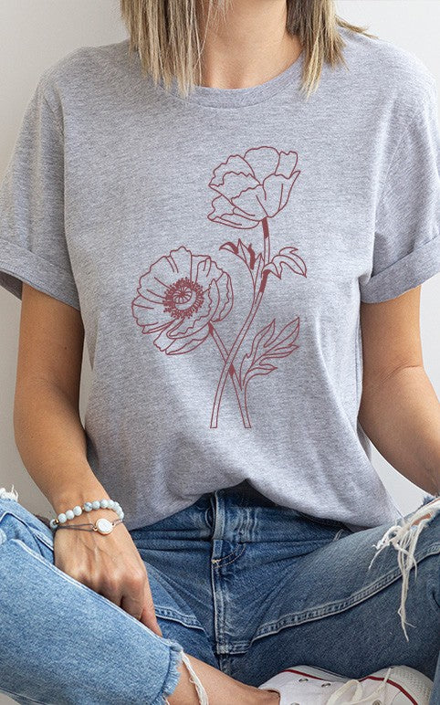 Gray Poppy Graphic Tee