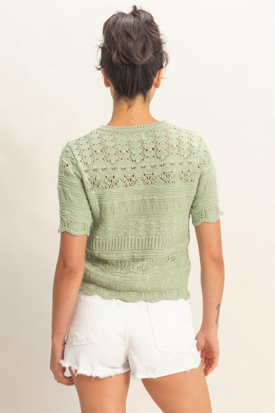 Stella - Pointelle Top (Green)