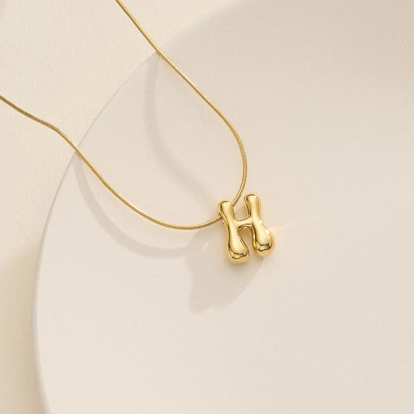 Gold Bubble Initial Necklace