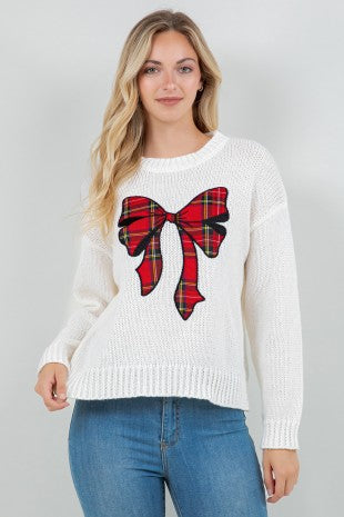 Mariah - Plaid Bow Sweater