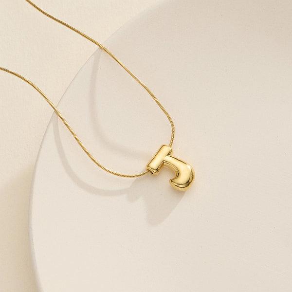 Gold Bubble Initial Necklace