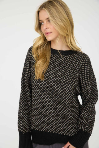 Sam - Black Jacquard Sweater