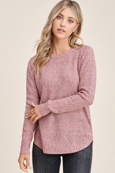 Paige - Basic Pullover Sweater (Light Rust)